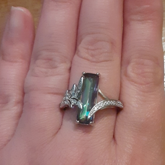 Mystic Topaz and Cz Silver Ring - Picture 4 of 4